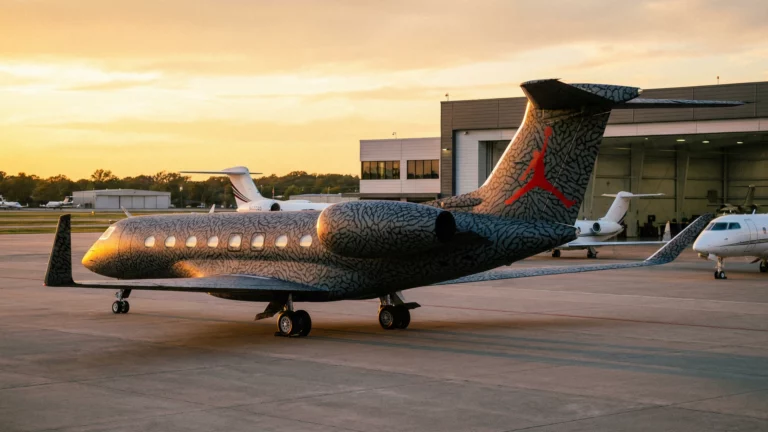 Michael Jordan's custom Gulfstream G650ER with elephant-print livery and Jumpman logo