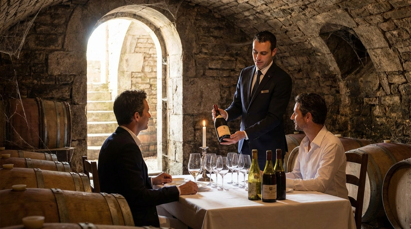 Private wine tasting experience in exclusive French vineyard cellar