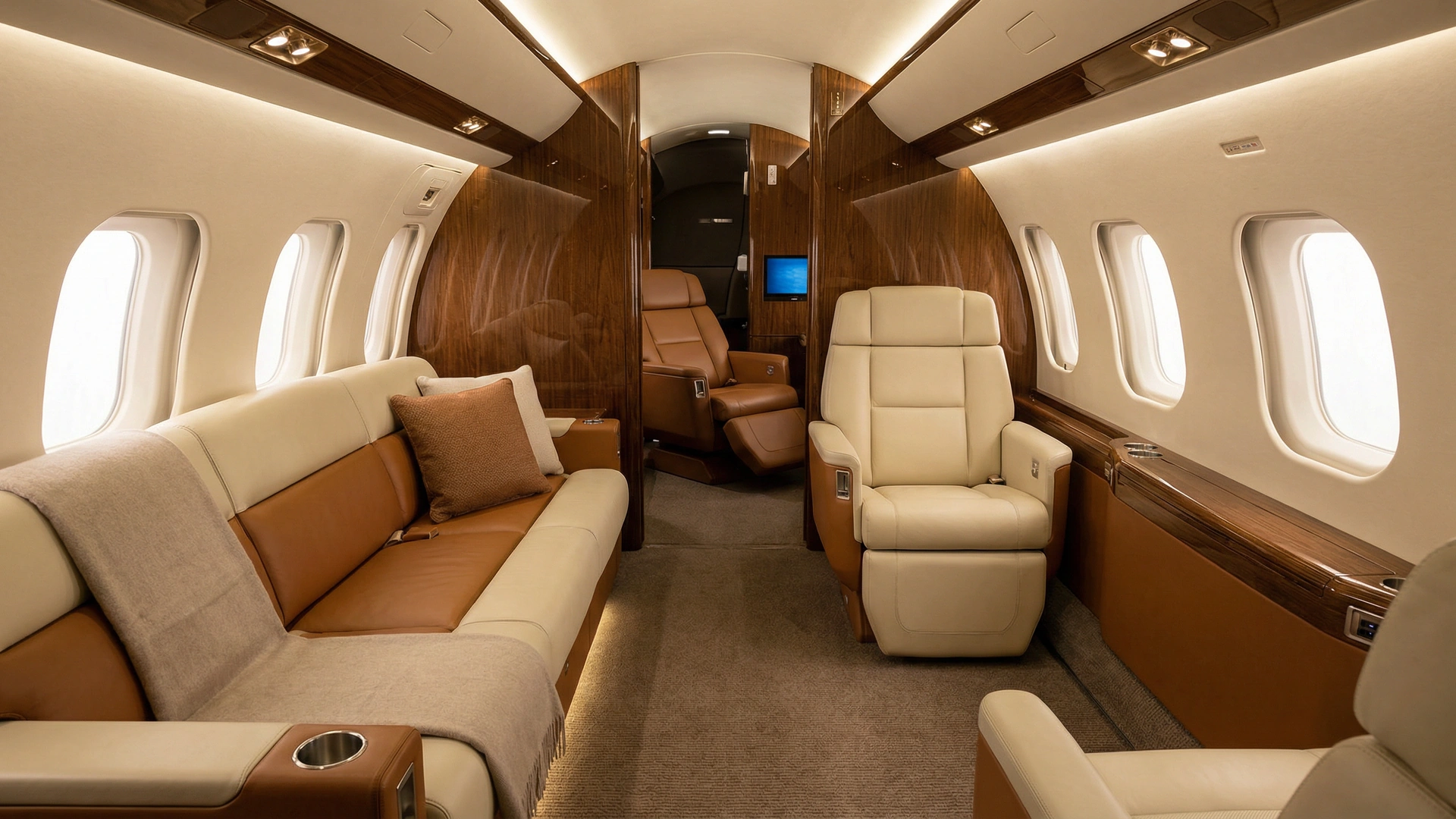 Bombardier Global 7500 cabin interior with crew rest area for augmented crew operations