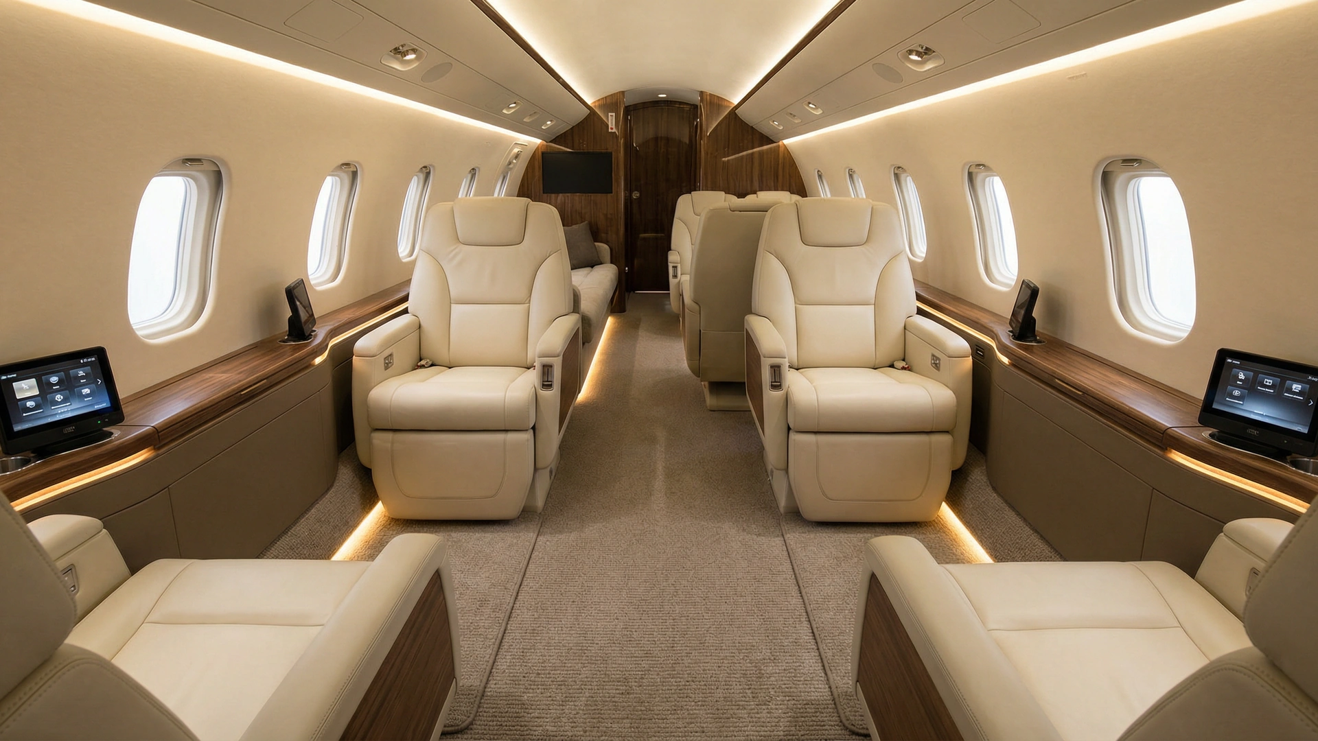Challenger 3500 luxury cabin interior with zero-gravity seats and modern technology