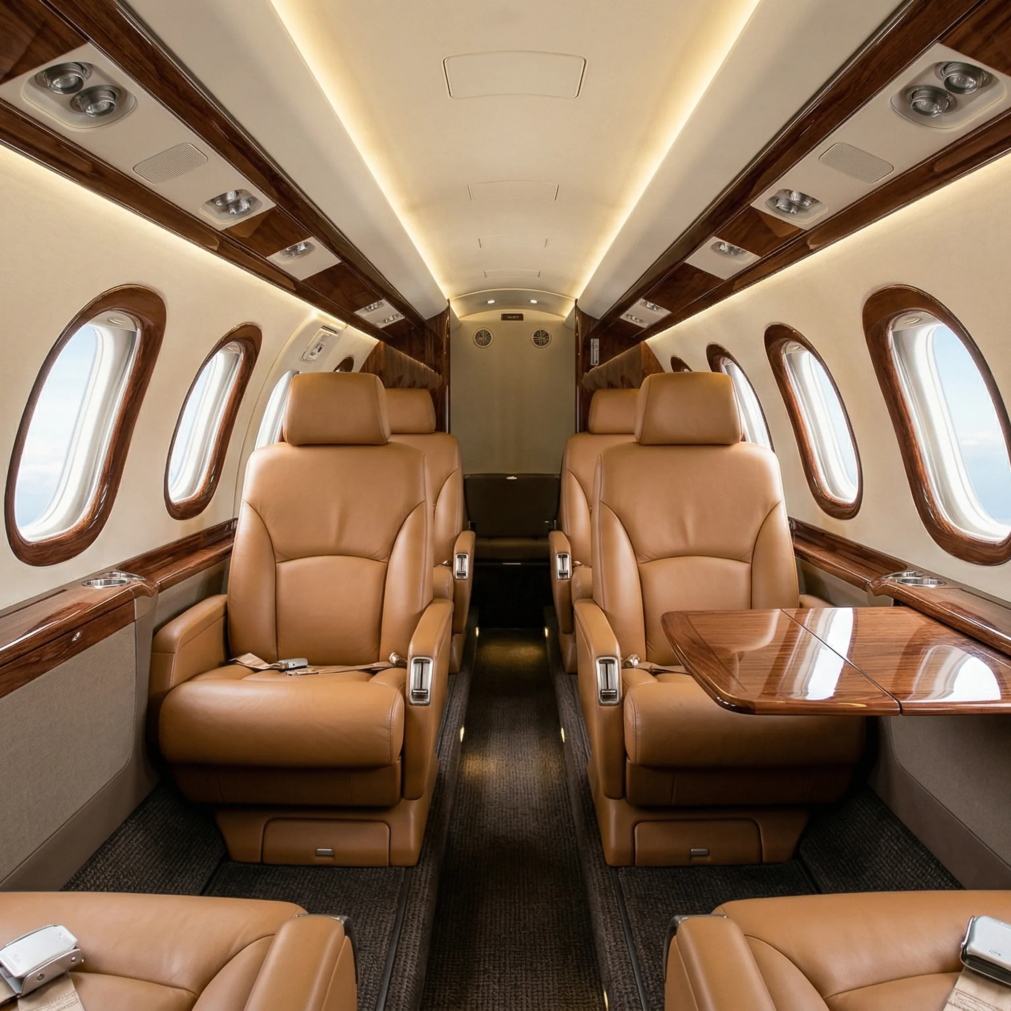 Citation CJ3 Gen2 refreshed cabin interior with premium leather seating and modern ambient lighting