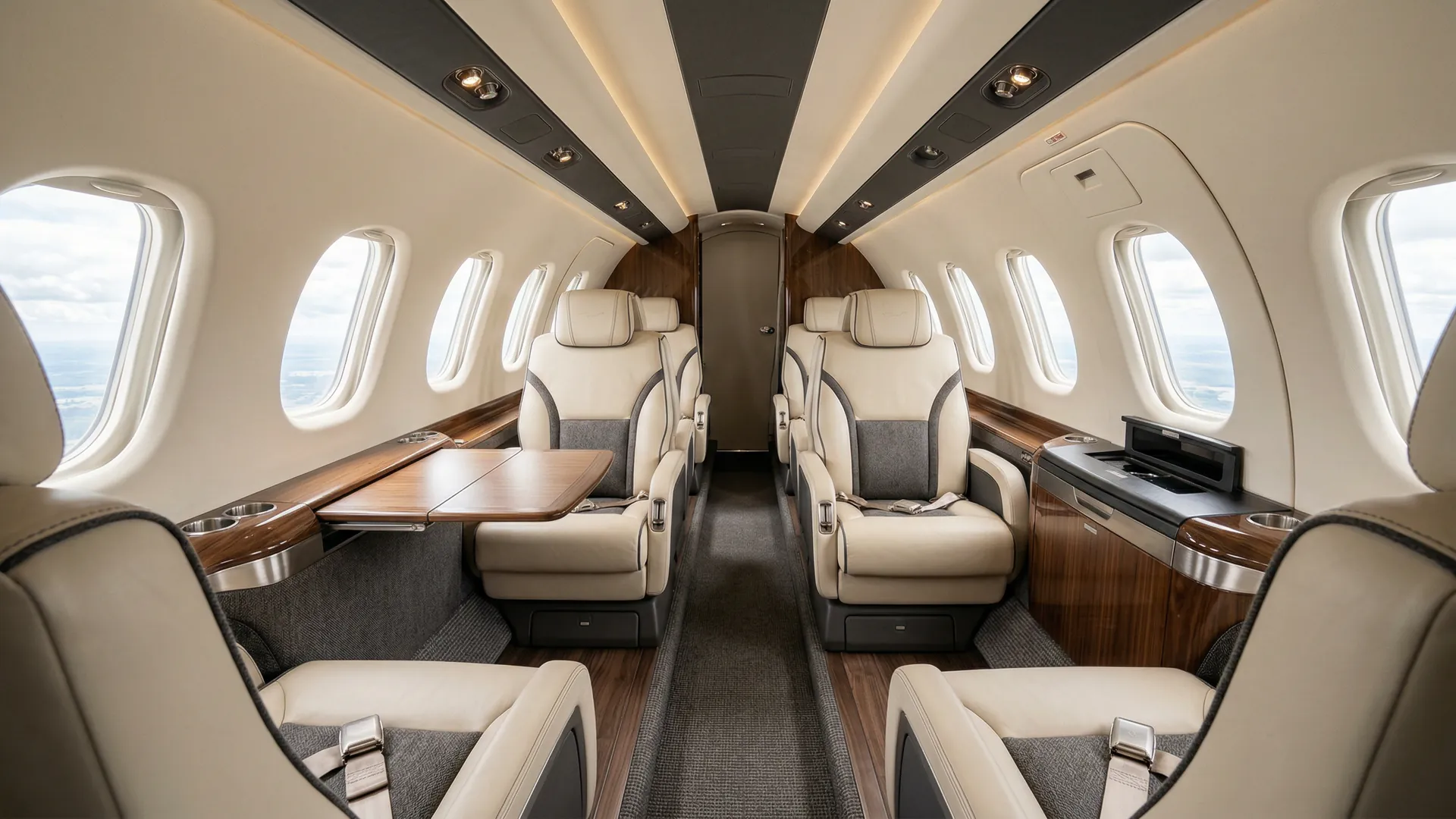 Refined Citation CJ4 Gen3 private jet cabin interior with leather seating and modern finishes