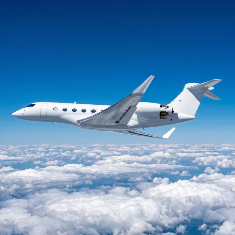 Gulfstream G800 private jet flying above clouds showcasing its Rolls-Royce Pearl 700 engines