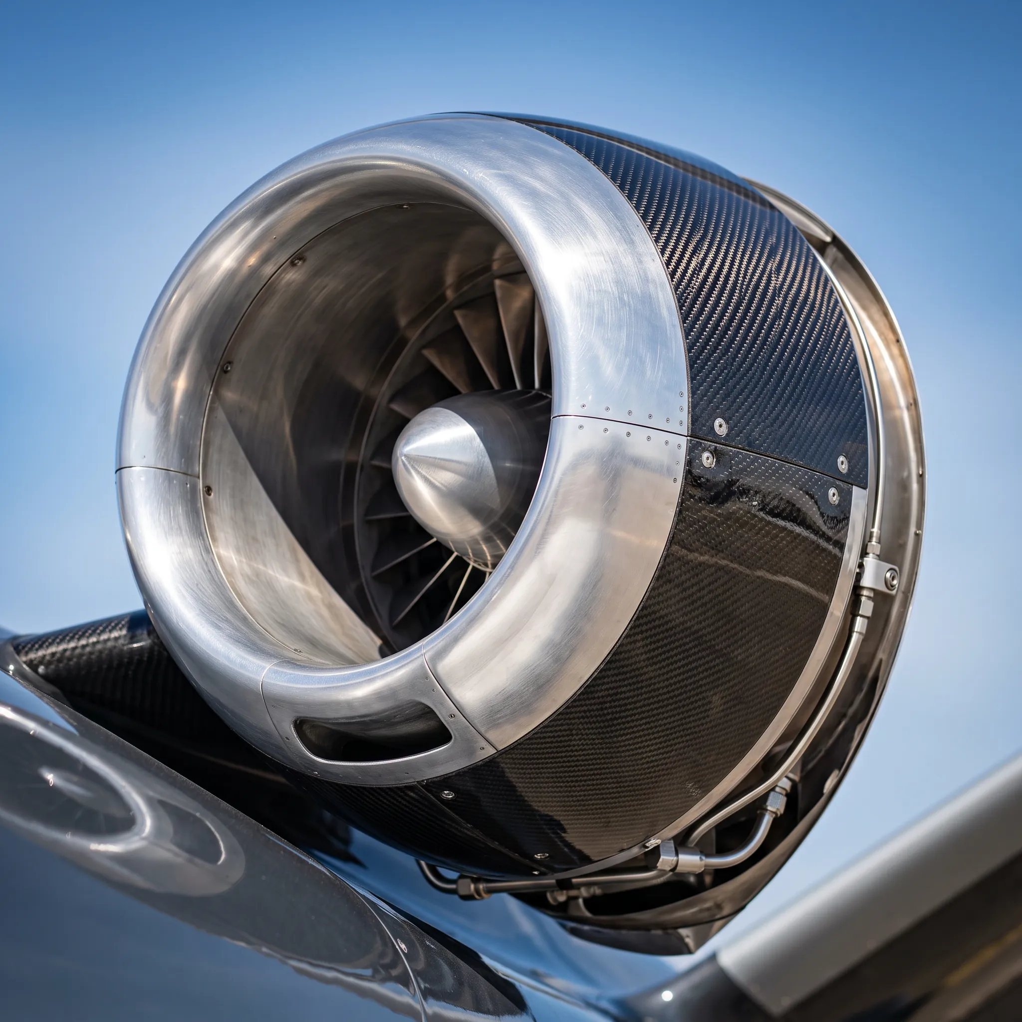Close-up of the Cirrus Vision Jet's Williams International turbine engine nacelle